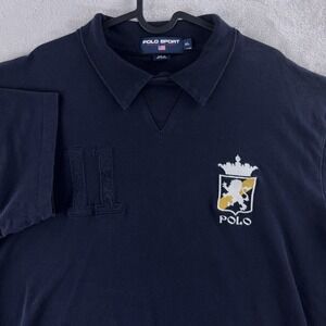 Polo Sport Ralph Lauren Shirt Mens Size XL Navy Embroidered Crest Cotton Y2K‎
